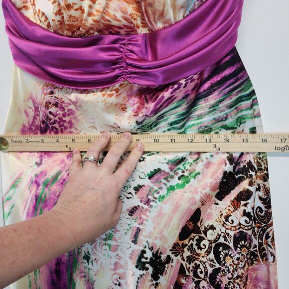 Vtg B. Darlin Y2K Halter Satin Maxi Dress 11/12 Formal Resort Cruise Mardi Gras - Picture 13 of 16